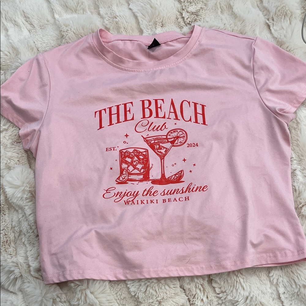 Pink "The Beach Club" Graphic Tee